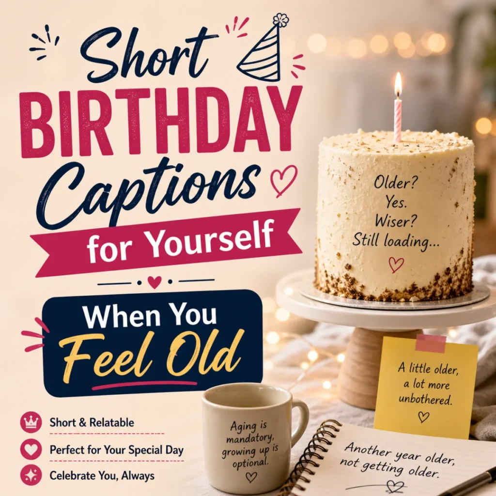 Short Birthday Captions for Yourself When You Feel Old