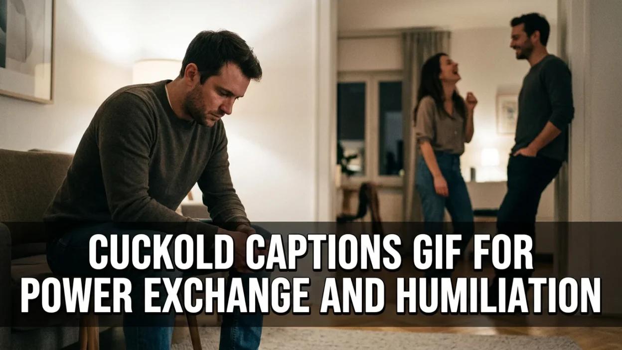 Cuckold Captions GIF for Power Exchange and Humiliation