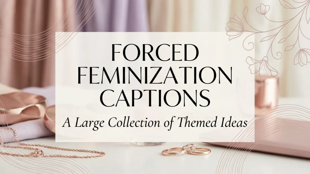 Forced feminization captions with themed, playful, and expressive ideas for social media