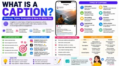 What is a caption explained with types, examples, benefits, and tips for writing engaging captions