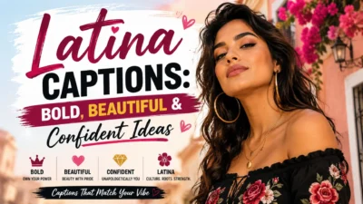 Latina captions graphic with bold, beautiful, and confident ideas for social media